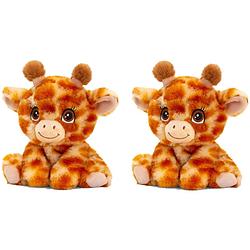 Foto van Pluche knuffel dier giraffe - set van 2x - super zacht - 16 cm - knuffeldier