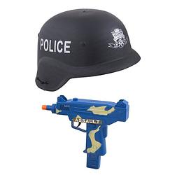 Foto van Kinderen speelgoed verkleed wapen en helm set voor politie agenten 2-delig - verkleedattributen