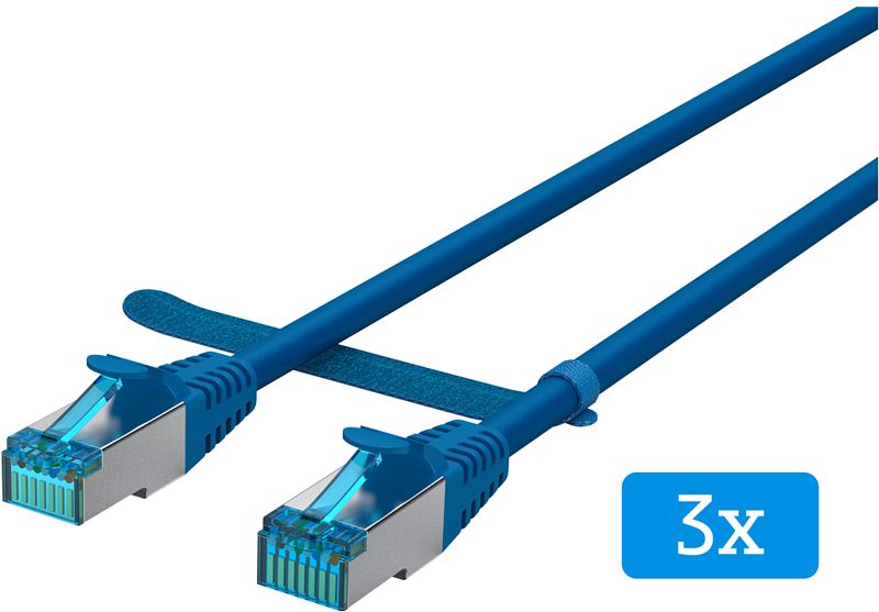 Foto van Bluebuilt netwerkkabel stp cat6 20 meter blauw 3-pack