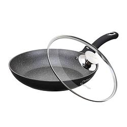 Foto van Cheffinger koekenpan - met deksel - marmeren coating - 28 cm - zwart
