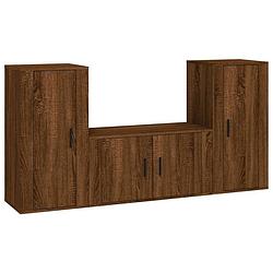 Foto van The living store tv-meubelset - bruineiken - 80 x 34.5 x 40 cm - wandgemonteerd