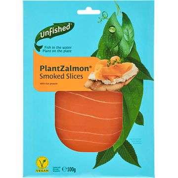 Foto van Unfished plantzalmon smoked slices 100g bij jumbo