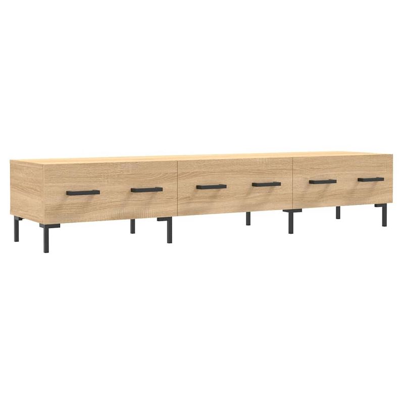 Foto van The living store tv-meubel sonoma eiken - 150 x 36 x 30 cm - stevig hout en ijzer