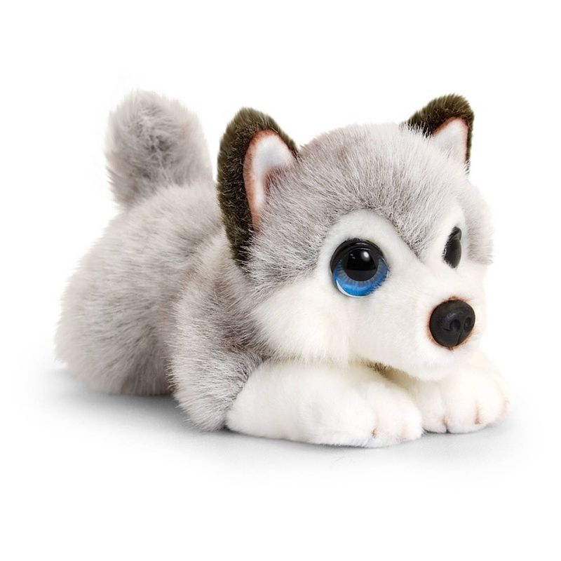 Foto van Keel toys pluche grijs/witte husky honden knuffel 25 cm - knuffel huisdieren