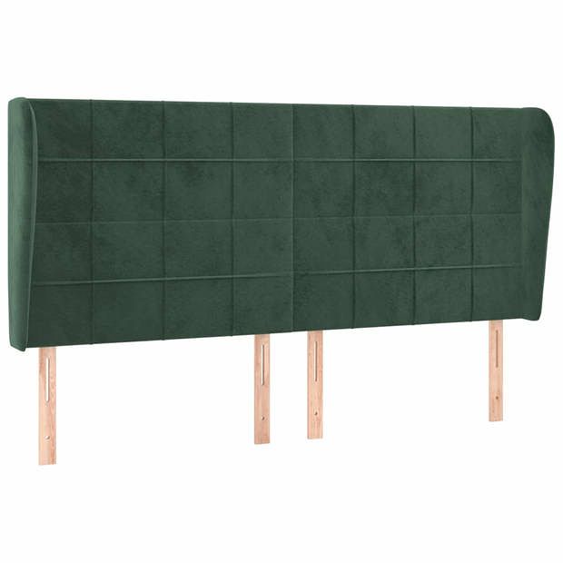 Foto van Vidaxl hoofdbord met randen 163x23x118/128 cm fluweel donkergroen