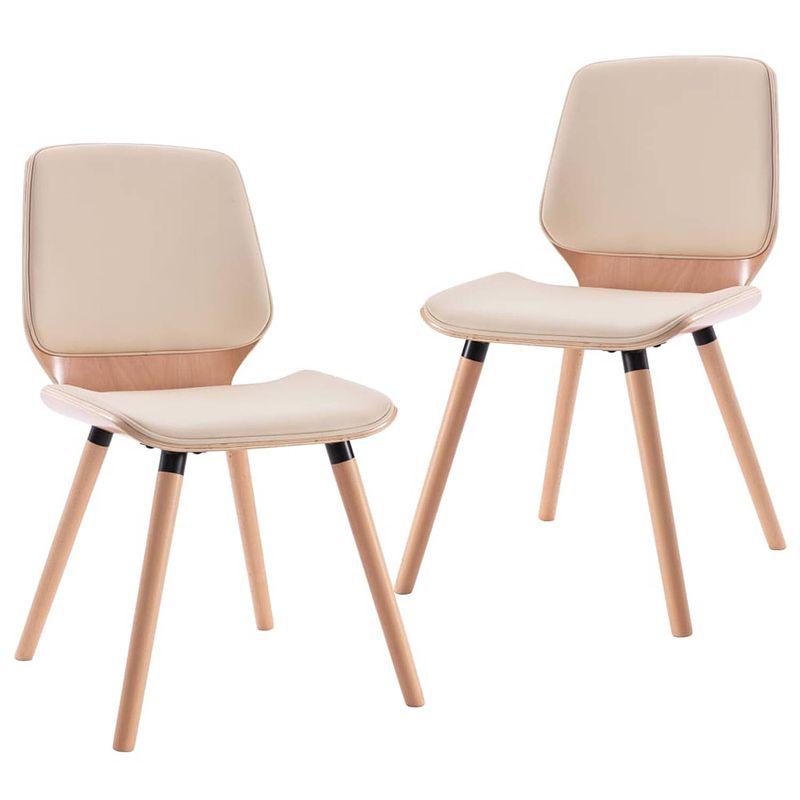 Foto van The living store eetkamerstoelen crème kunstleren - 48 x 62.5 x 85 cm - ergonomisch