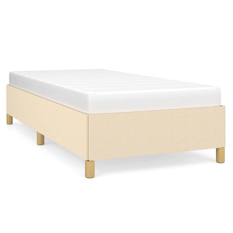 Foto van The living store bedframe - duurzaam - bedframe - afmeting- 203 x 103 x 35 cm - kleur- crème - materiaal- stof -