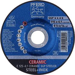 Foto van Pferd 62100125 e 125-4,1 ceramic sgp steelox afbraamschijf gebogen 125 mm 22.23 mm 10 stuk(s)