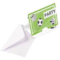 Foto van Amscan uitnodigingen voetbal 14 x 14 cm papier groen 8 stuks