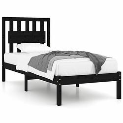 Foto van Vidaxl bedframe massief grenenhout zwart 75x190 cm 2ft6 small single