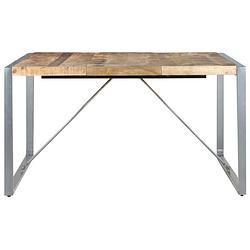 Foto van The living store houten eettafel industriële stijl - 140x140x75cm - ruw mangohout