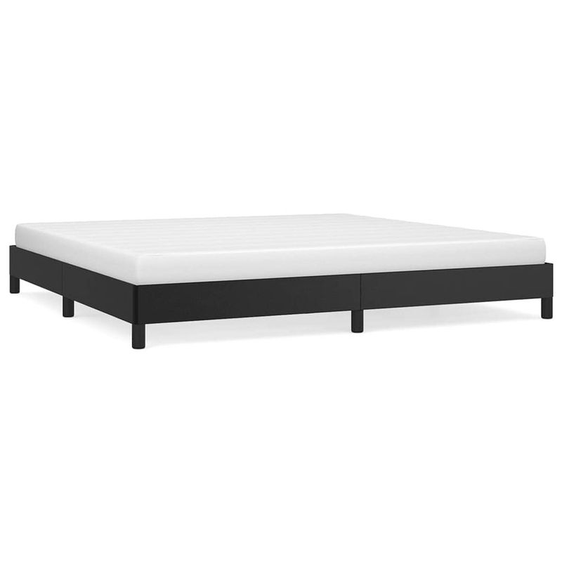 Foto van The living store bedframe zwart - kunstleer - 203x203x25 cm - stabiele poten - multiplex lattenbodem