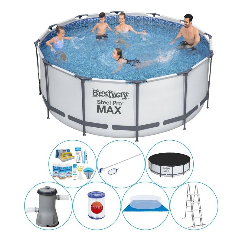 Foto van Bestway steel pro max rond 366x122 cm - zwembad pakket