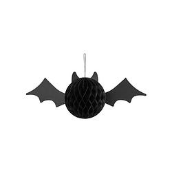 Foto van Partydeco halloween thema hangende vleermuis - zwart - papier - 45 cm - hangdecoratie