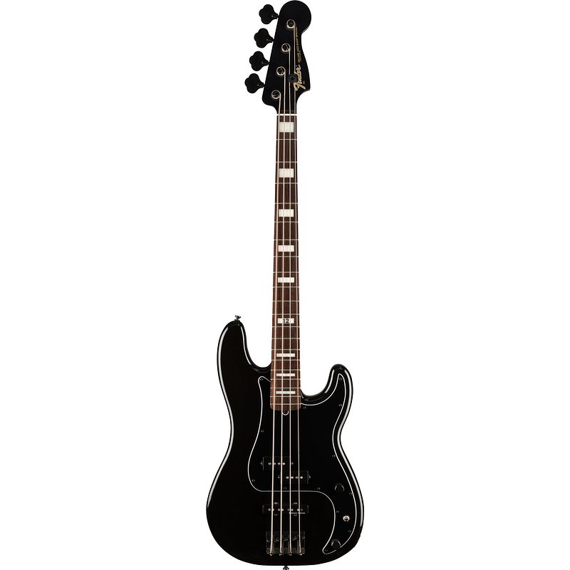 Foto van Fender duff mckagan deluxe precision bass rw black elektrische basgitaar met gigbag