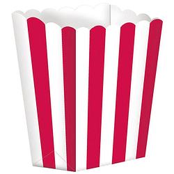 Foto van 5x stuks popcorn/snoep bakjes rood/wit - wegwerpbakjes