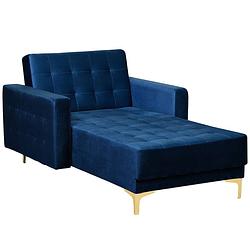 Foto van Beliani aberdeen - chaise longue-blauw-fluweel