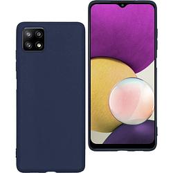 Foto van Basey samsung galaxy a22 5g hoesje siliconen hoes case cover - donkerblauw