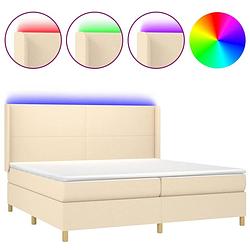 Foto van The living store boxspring bed - crème - 203 x 203 x 118/128 cm - hoofdbord verstelbaar - led verlichting -