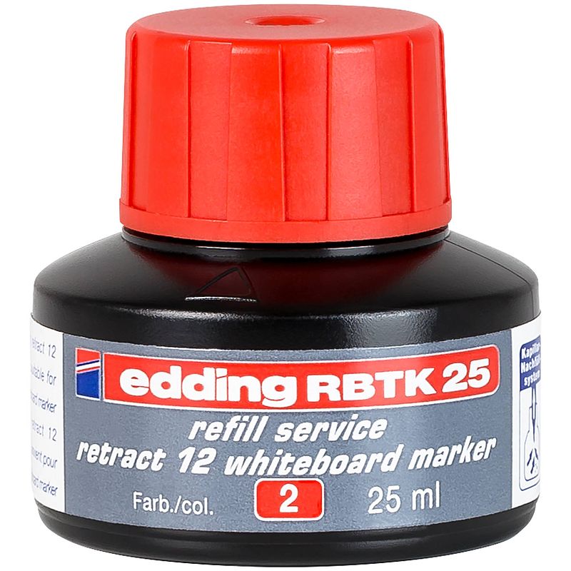 Foto van Edding rbtk 25 (25 ml) navulinkt voor boardmarkers o.a. e-12 - kleur; rood - potje