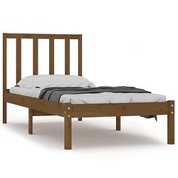 Foto van Vidaxl bedframe massief grenenhout honingbruin 90x190 cm 3ft single