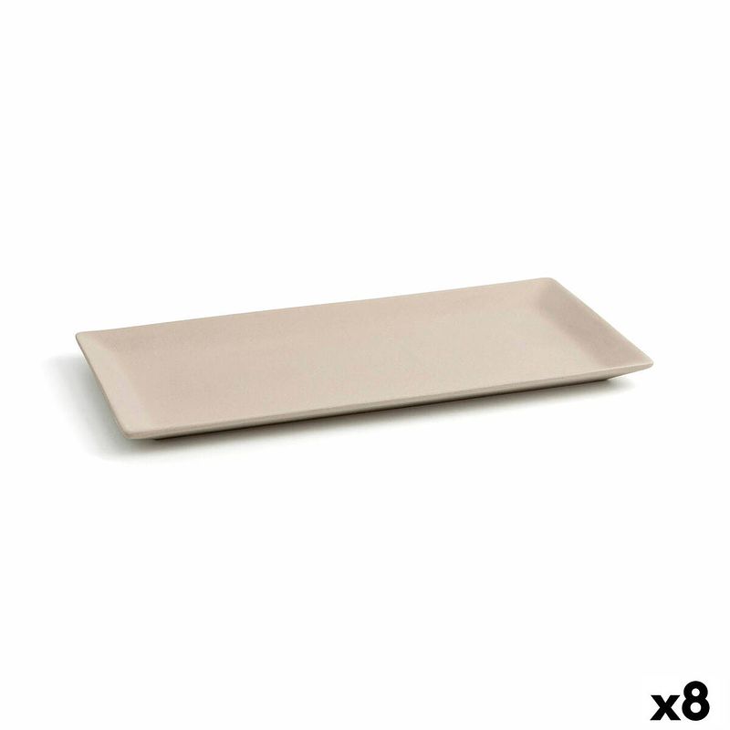 Foto van Snackdienblad quid mineral keramisch beige (15 x 30 cm) (8 stuks)