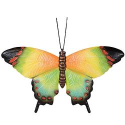Foto van Tuindecoratie vlinder van metaal groen 37 cm - tuinbeelden