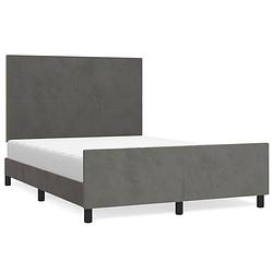 Foto van The living store bedframe donkergrijs - 203x146x118/128 cm - verstelbaar hoofdeinde - stabiele poten - multiplex