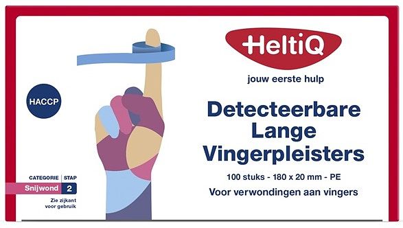 Foto van Heltiq detecteerbare lange vingerpleisters pe 180x20mm