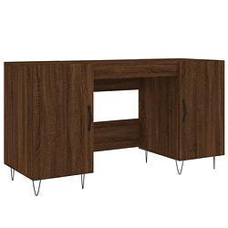 Foto van The living store bureau - bruineiken - 140 x 50 x 75 cm - duurzaam bewerkt hout - met opbergruimte