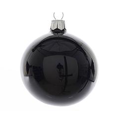 Foto van Kerstbal glas d6 cm zwart 6st kerst