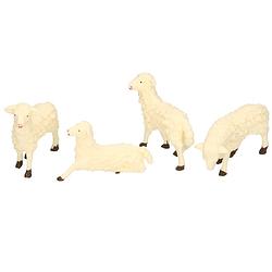 Foto van 4x witte schapen miniatuur beeldjes 7 x 6 cm dierenbeeldjes - beeldjes