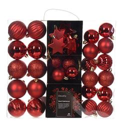 Foto van Decoris kerstballen en kersthangers - 40x - kunststof - rood - mix - kerstbal