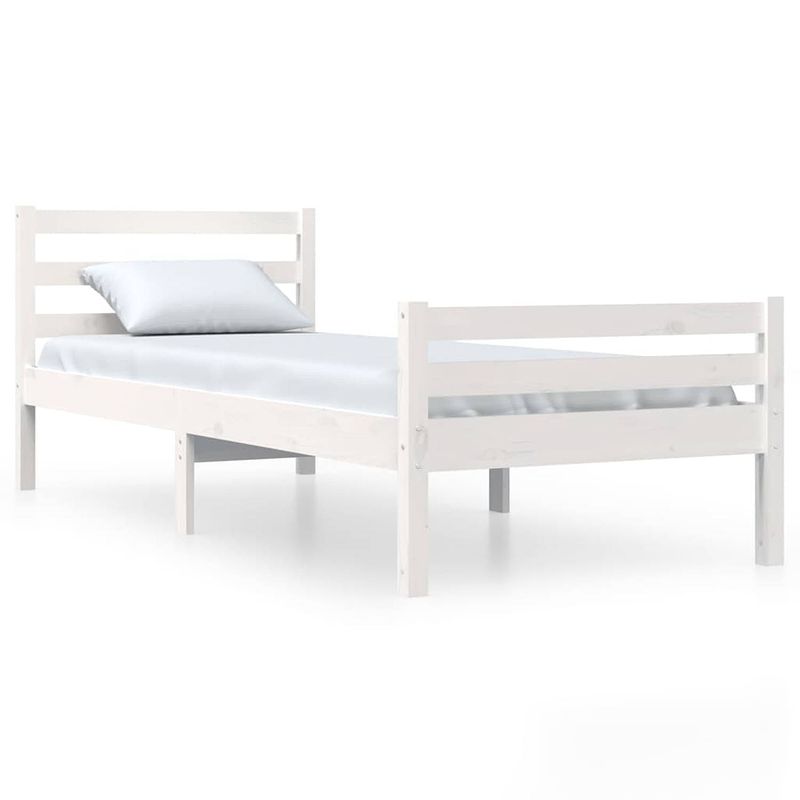 Foto van Vidaxl bedframe massief hout wit 90x190 cm 3ft single