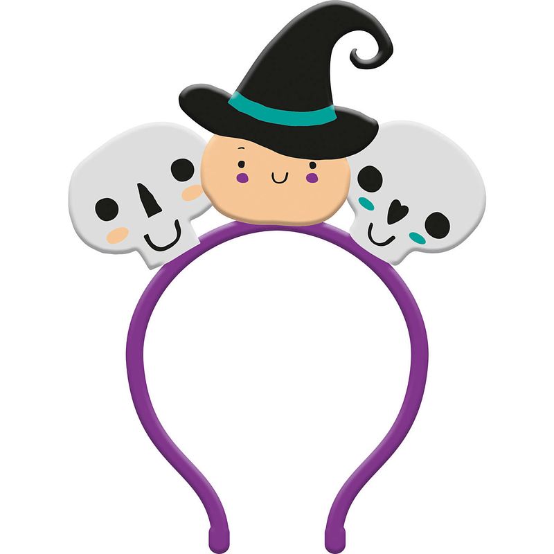 Foto van Folat halloween thema verkleed diadeem heks - one size - paars/zwart - kinderen - verkleedhoofddeksels