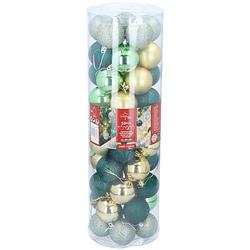 Foto van Christmas gifts set kerstballen - 50 stuks - groen/goud - mat - glanzend - met glitter