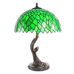 Foto van Haes deco - tiffany tafellamp groen ø 41x57 cm fitting e27 / lamp max 2x60w