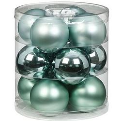 Foto van 12x mint groene glazen kerstballen 8 cm glans en mat - kerstbal