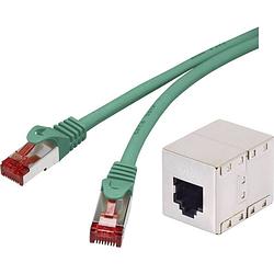 Foto van Renkforce rf-3828952 rj45 netwerkkabel, patchkabel cat 6 s/ftp 15.00 cm groen snagless, vergulde steekcontacten 1 stuk(s)