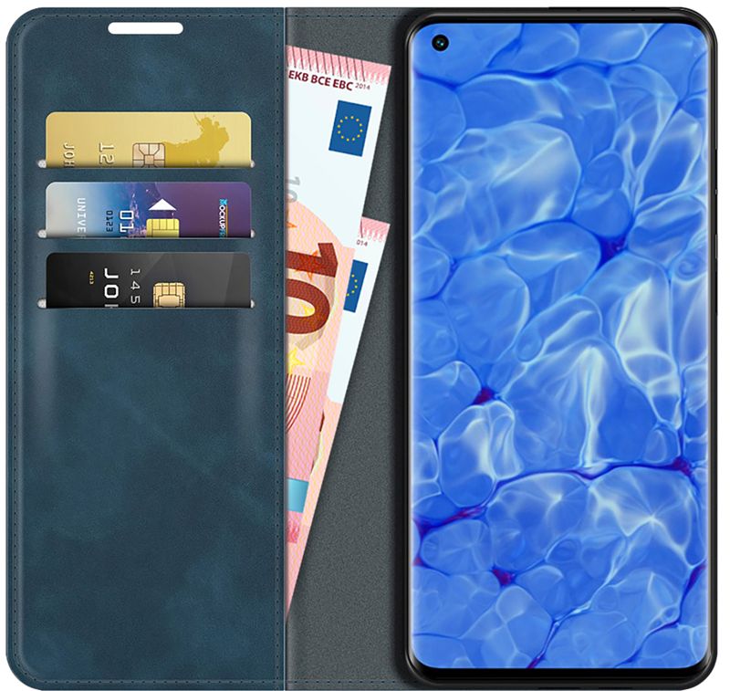 Foto van Just in case wallet magnetic oppo reno6 pro book case blauw