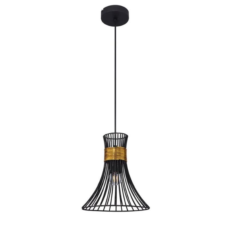 Foto van Industriële hanglamp purra - l:22cm - e27 - metaal - zwart