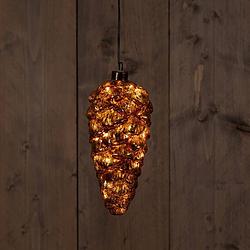 Foto van Anna'ss collection - glass pinecone antique gold 20x9cm 15led classic warm /