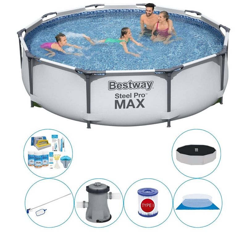 Foto van Bestway steel pro max rond 305x76 cm - zwembad combinatie set