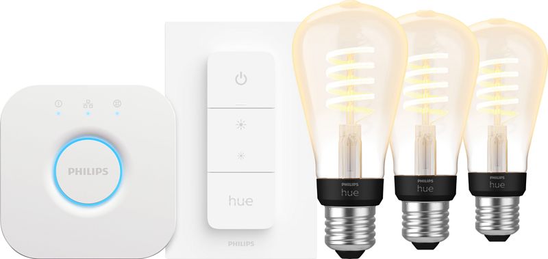 Foto van Philips hue filament white ambiance edison 3-pack startpakket