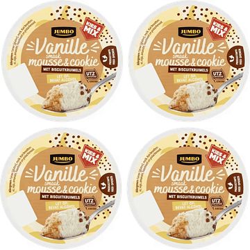 Foto van Jumbo vanille smaak mousse & cookie 4 x 65g