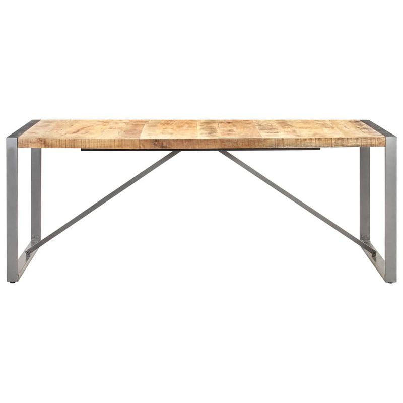 Foto van The living store eettafel industrieel - 200x100x75 cm - ruw mangohout en staal