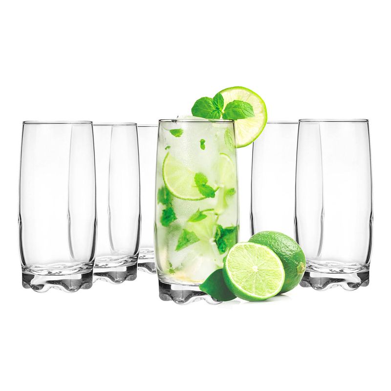 Foto van Glasmark drinkglazen/waterglazen tumblers paris - transparant glas - 6x stuks - 350 ml - drinkglazen