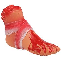 Foto van Halloween/horror nep afgehakte lichaamsdelen - bebloede voet - 13 x 19 cm - decoraties - feestdecoratievoorwerp