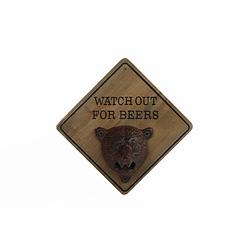 Foto van Gifts amsterdam flesopener 'swatch out for beers's 15x15x9 cm hout bruin
