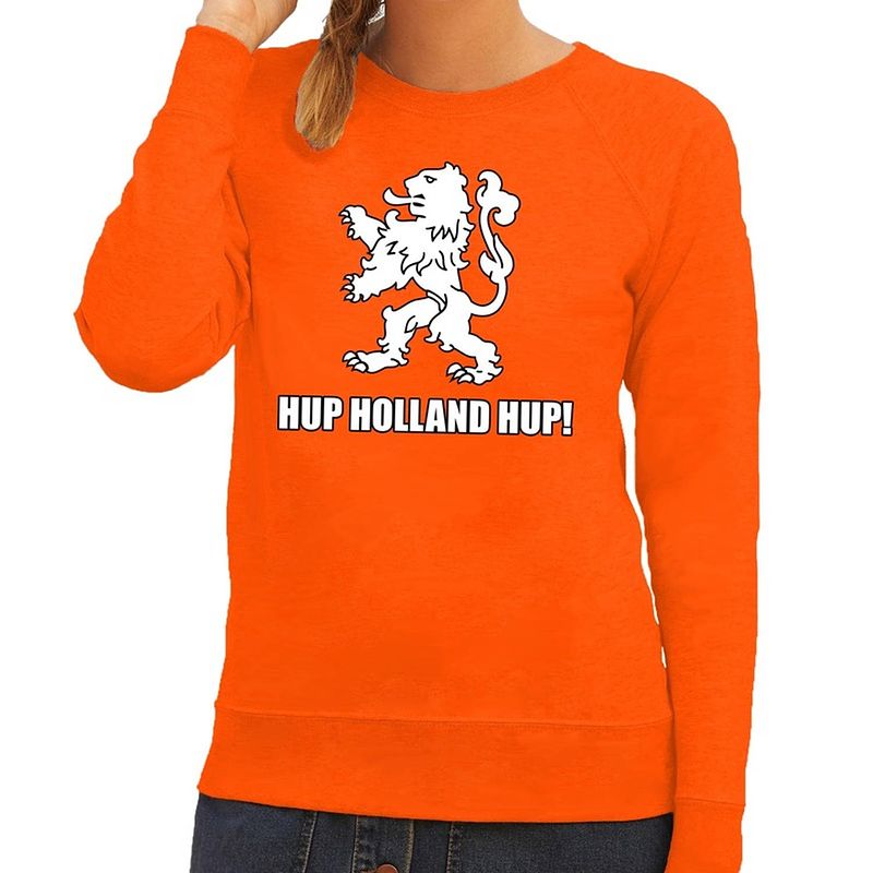 Foto van Nederlands elftal supporter sweater hup holland hup oranje voor dames l - feesttruien